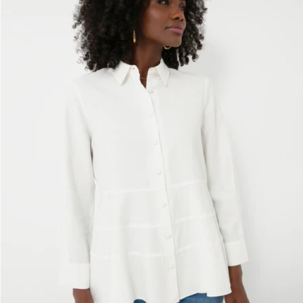 Pomander Place Ashlen Blouse White Button Down Shirt